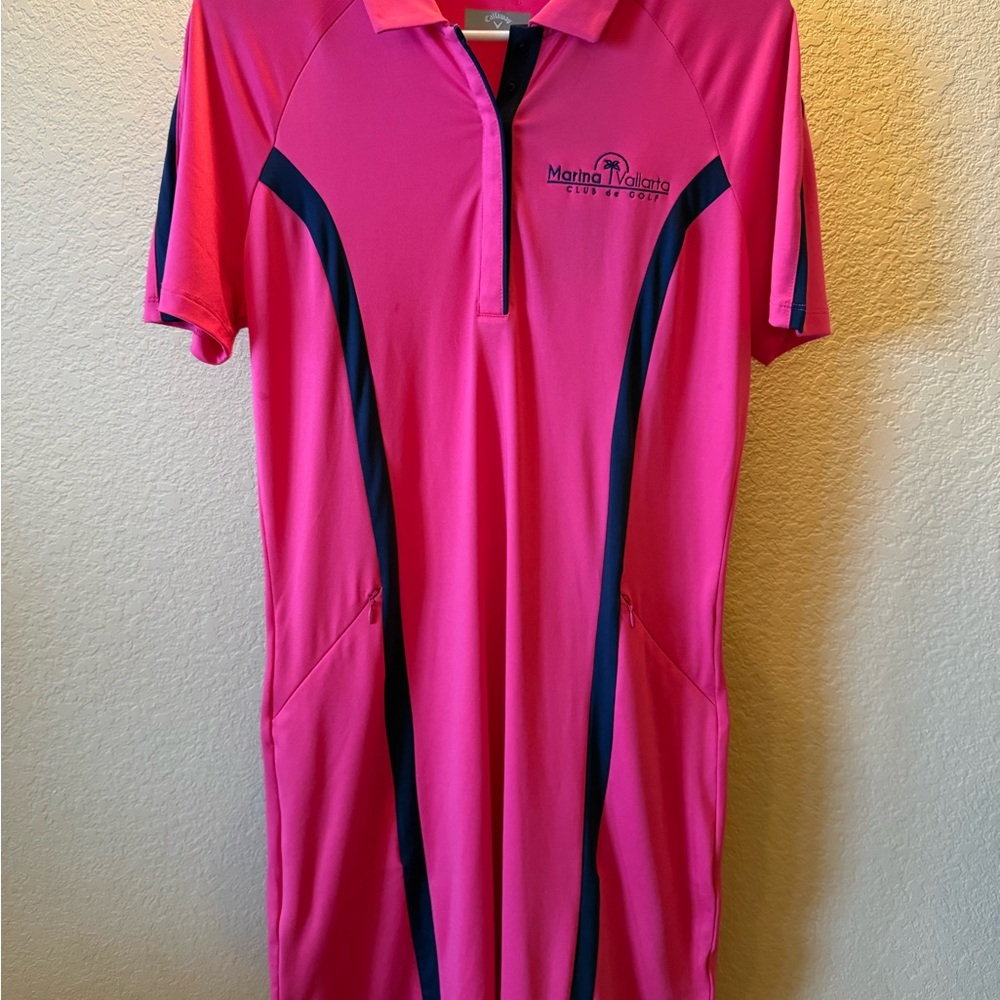 NWT Callaway Opti-Dry Raspberry Sorbet and Navy Golf dress size M
